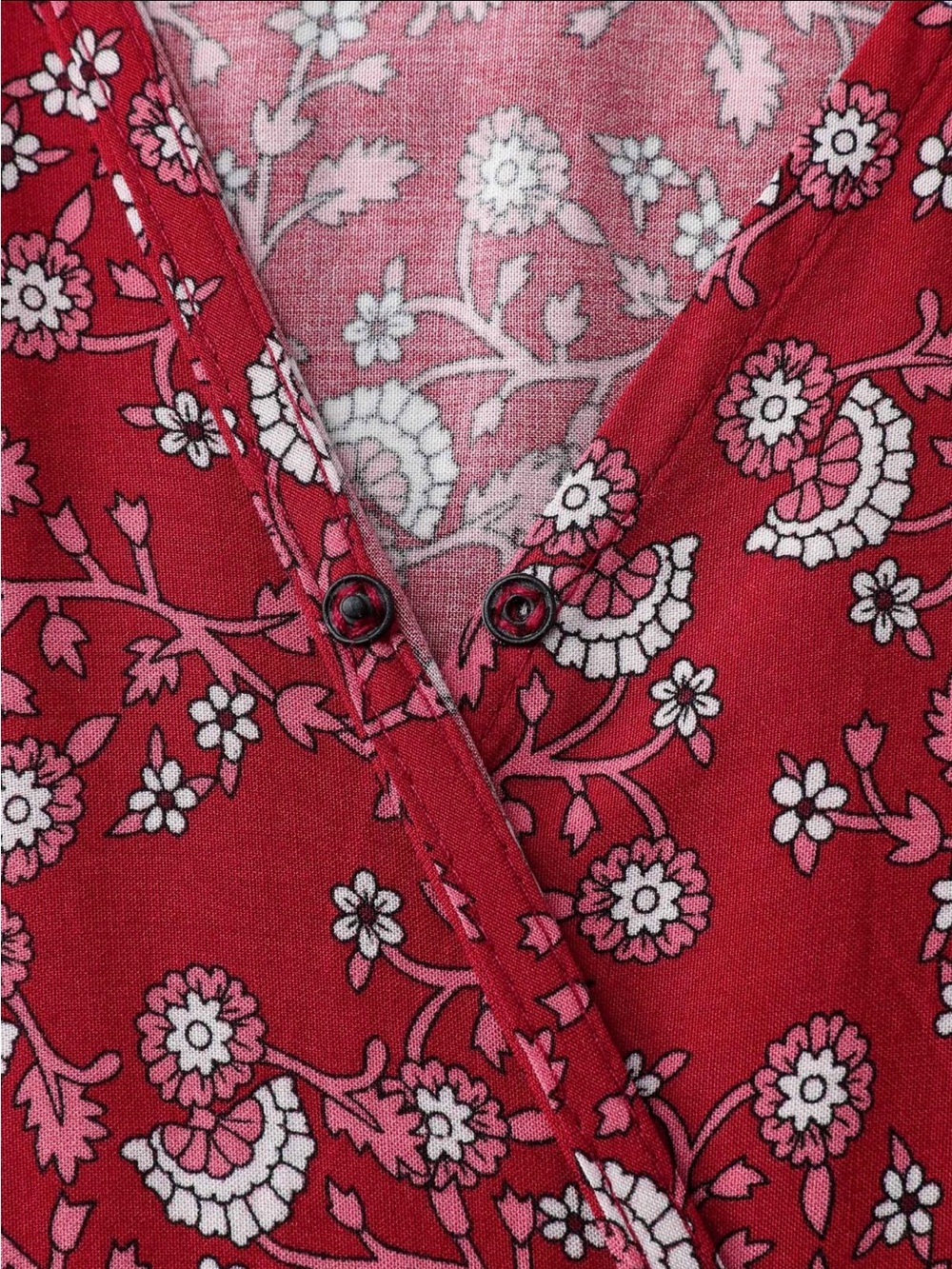 Bloomchic Plus Size Red Floral V-Neck Maxi Dress - Picture 4 of 6